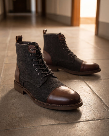 Vittorio Leather-Wool Cap-Toe Boot