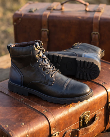 Stefano Leather-Look Cap-Toe Boot