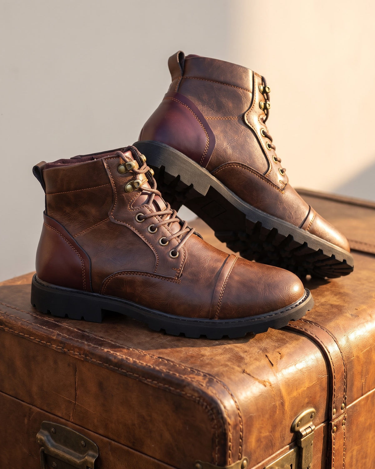 Stefano Leather-Look Cap-Toe Boot
