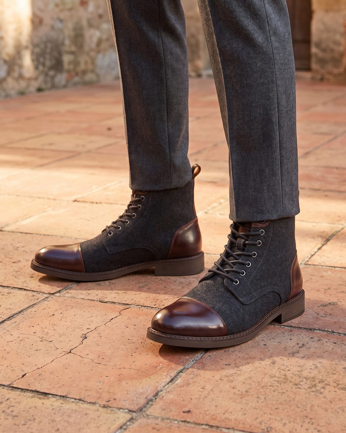 Vittorio Leather-Wool Cap-Toe Boot