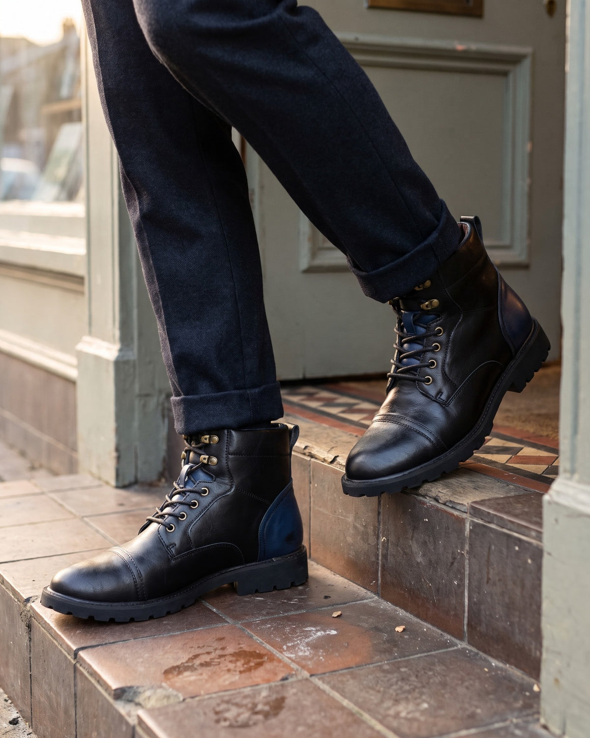 Stefano Leather-Look Cap-Toe Boot