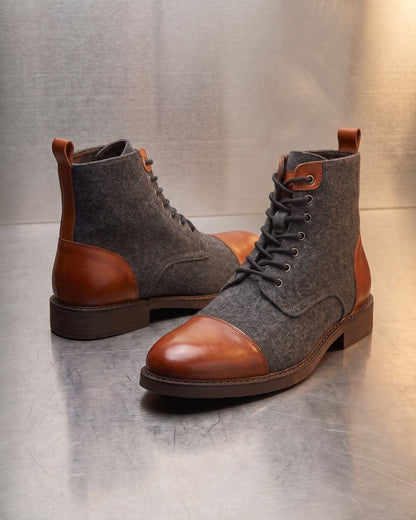 Vittorio Leather-Wool Cap-Toe Boot