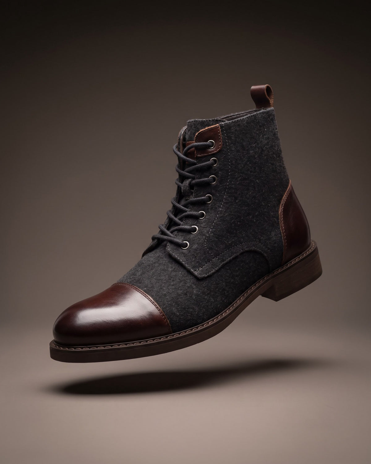 Vittorio Leather-Wool Cap-Toe Boot