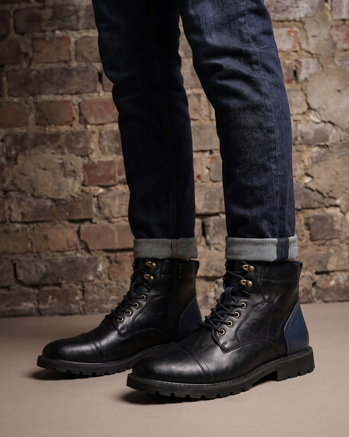 Stefano Leather-Look Cap-Toe Boot