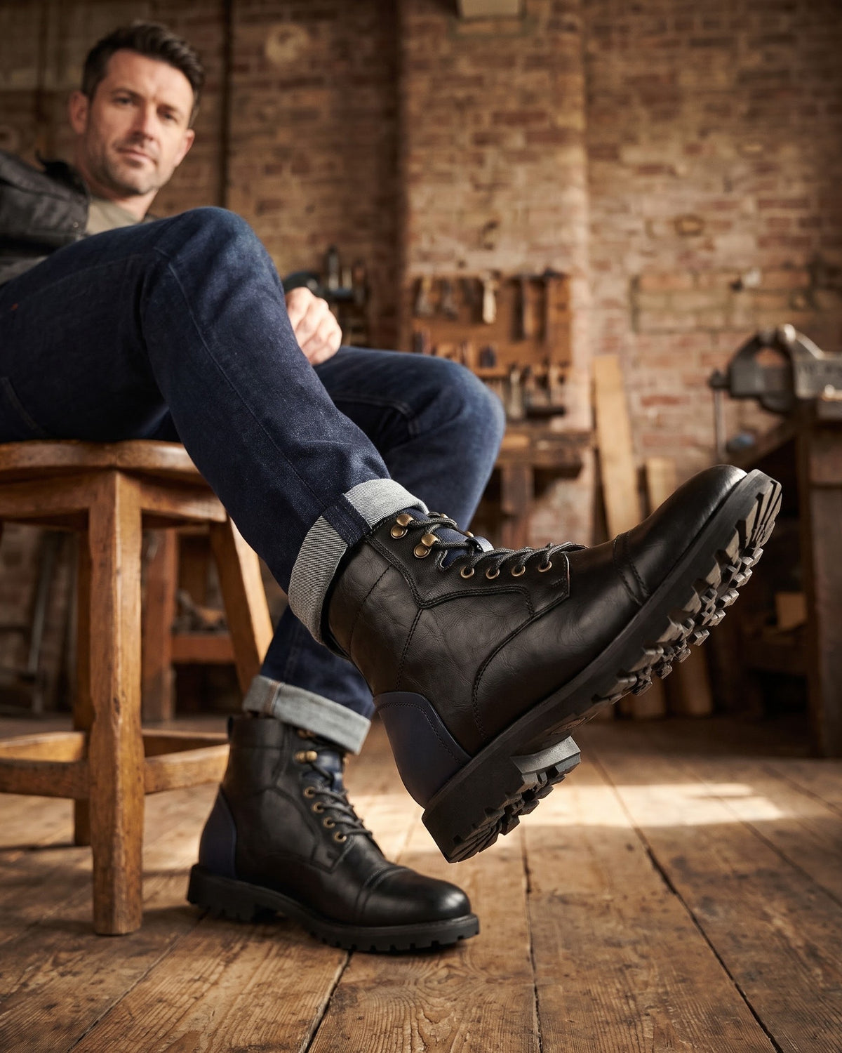 Stefano Leather-Look Cap-Toe Boot