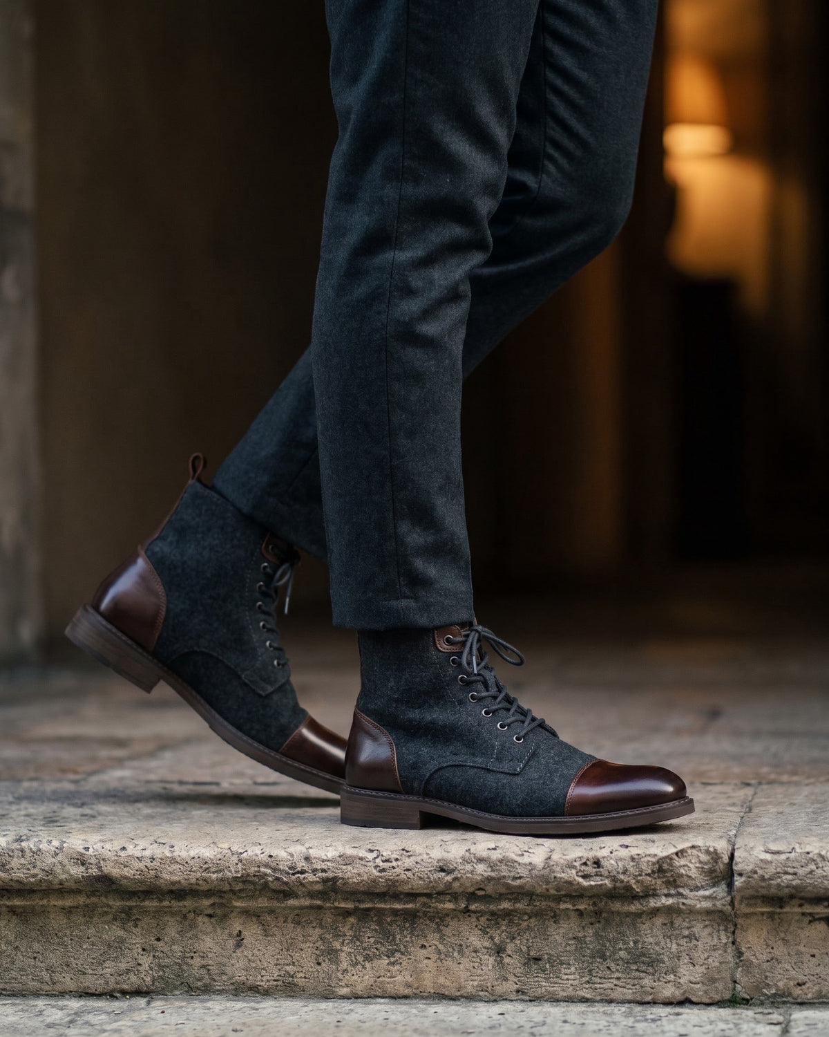 Vittorio Leather-Wool Cap-Toe Boot
