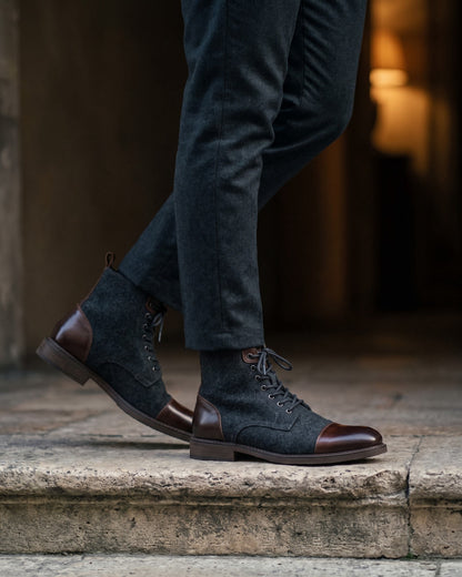 Vittorio Leather-Wool Cap-Toe Boot