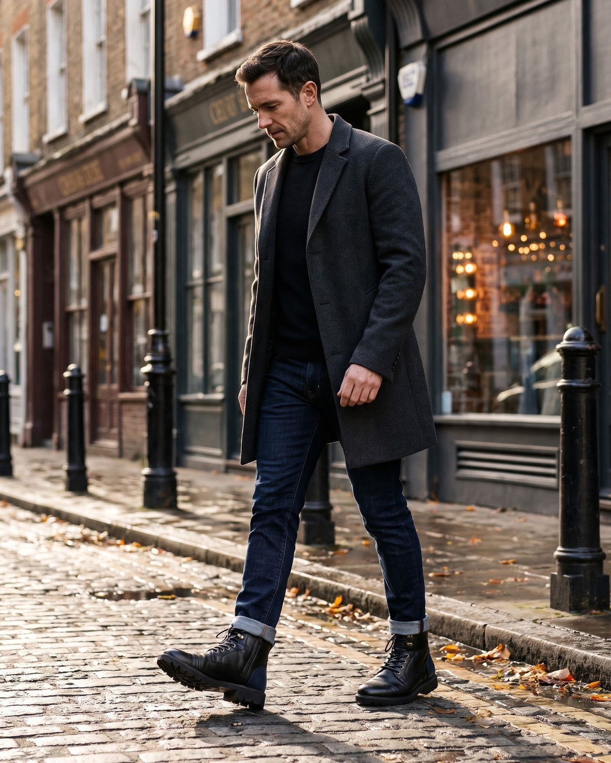Stefano Leather-Look Cap-Toe Boot