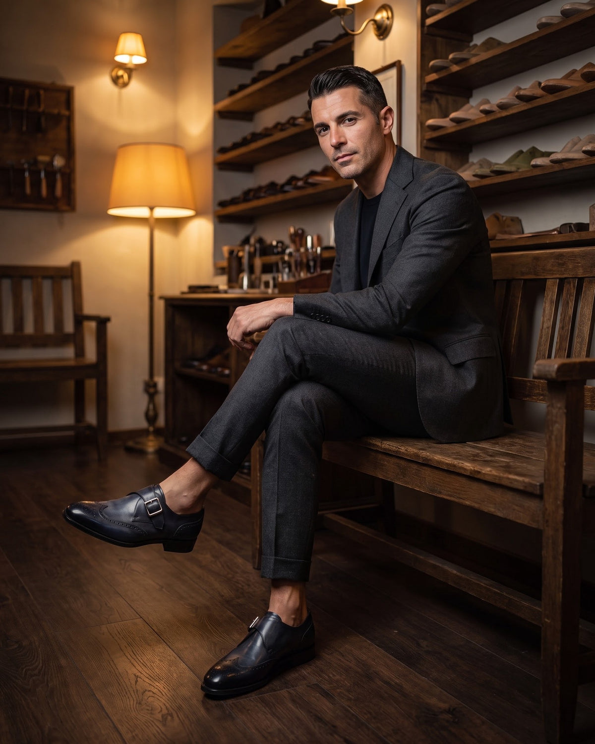 Maurizio Leather Monk Strap