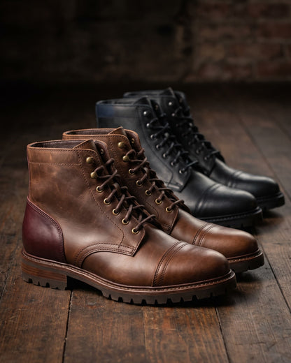 Stefano Leather-Look Cap-Toe Boot