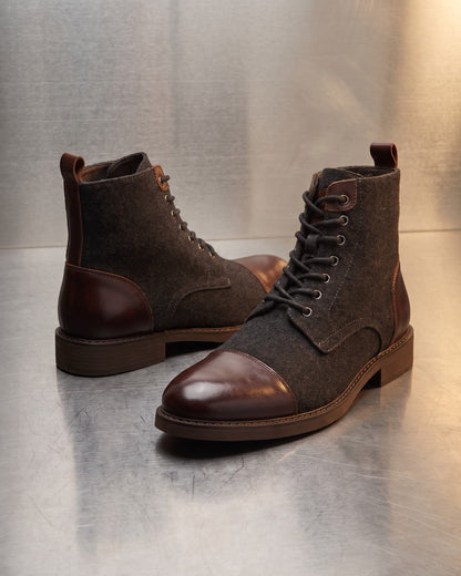 Vittorio Leather-Wool Cap-Toe Boot