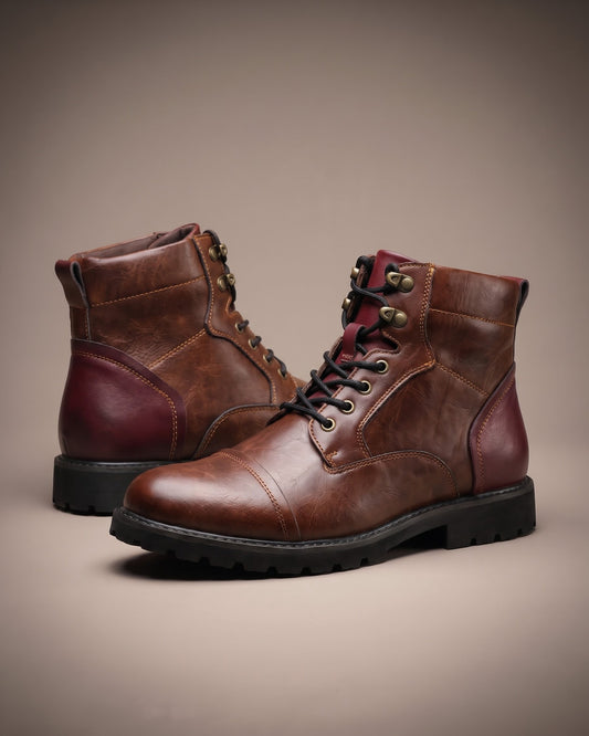 Stefano Leather-Look Cap-Toe Boot