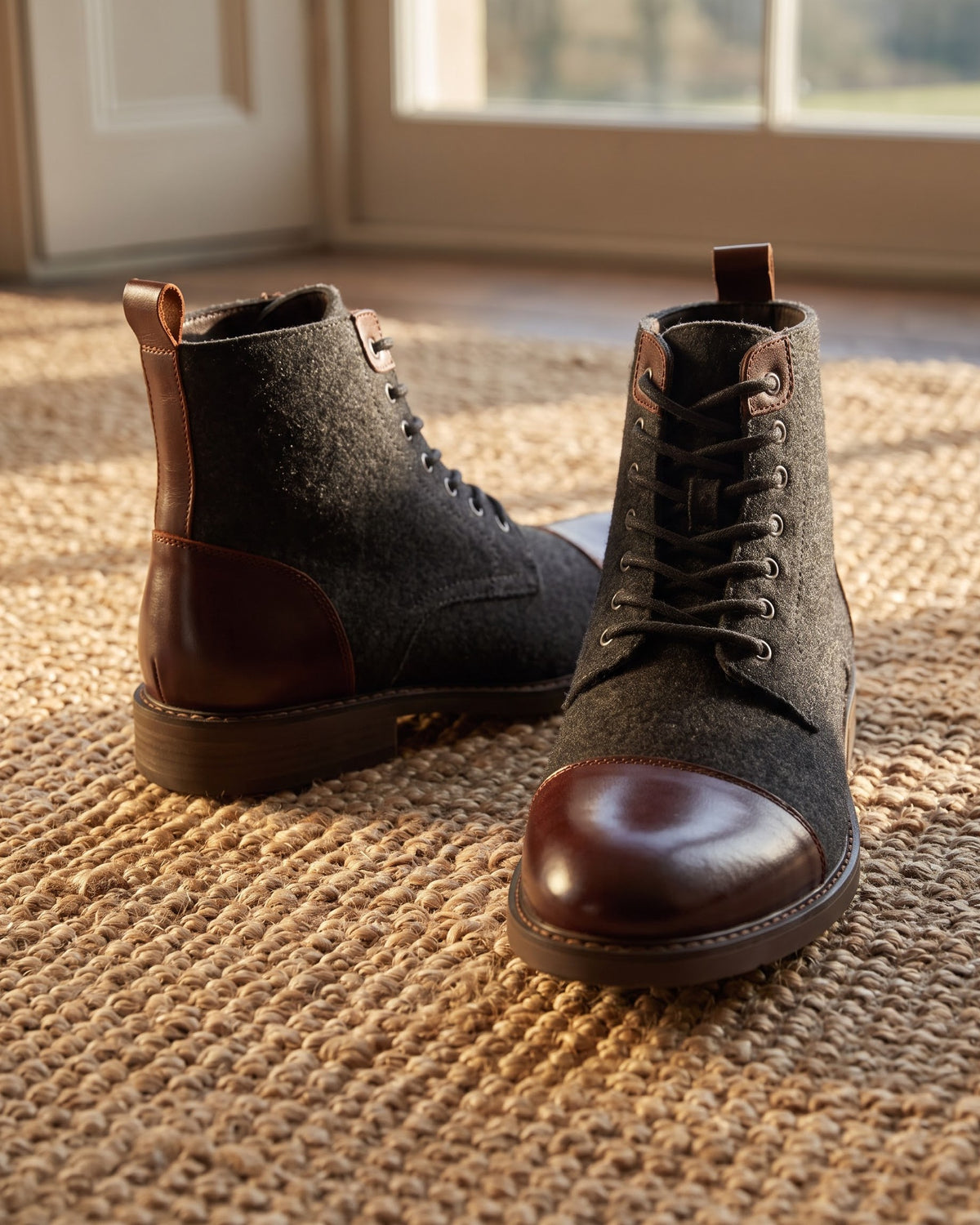 Vittorio Leather-Wool Cap-Toe Boot
